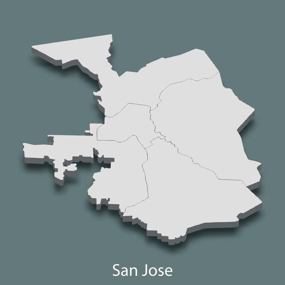 3d isometrische kaart van san Jose is een stad van Verenigde staten vector