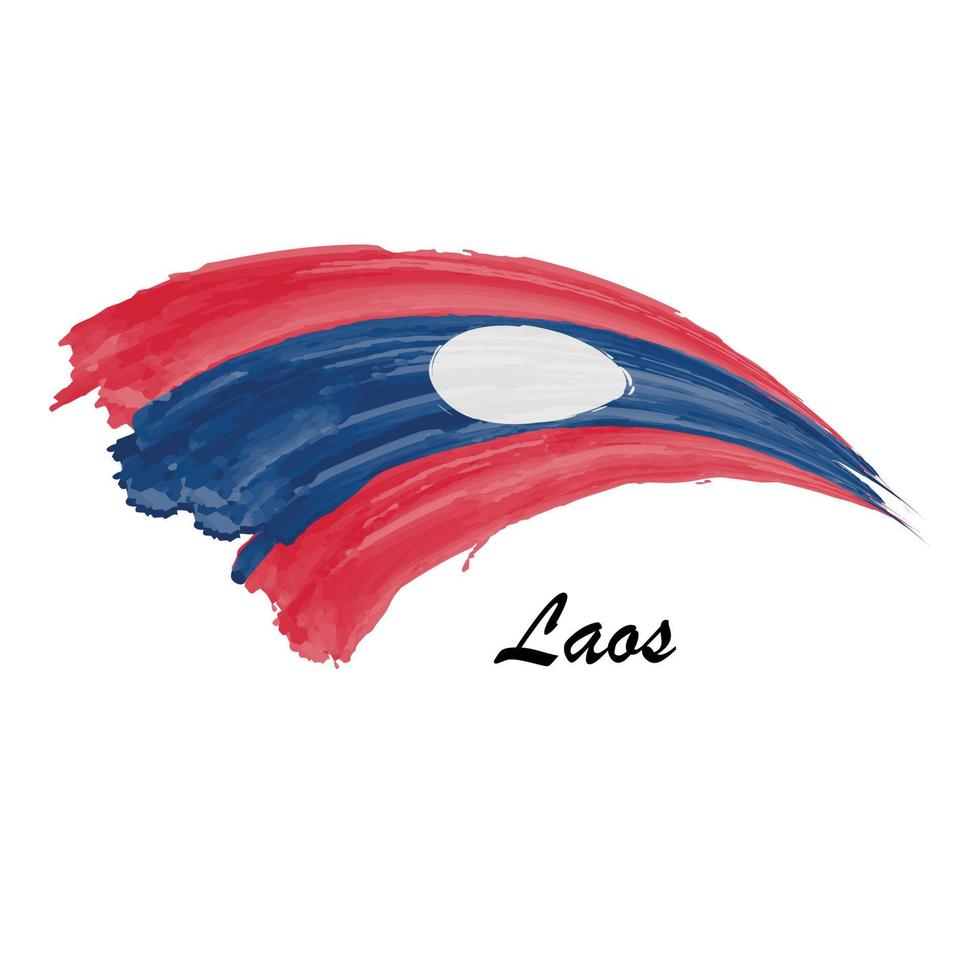 waterverf schilderij vlag van Laos. borstel beroerte illustratie vector