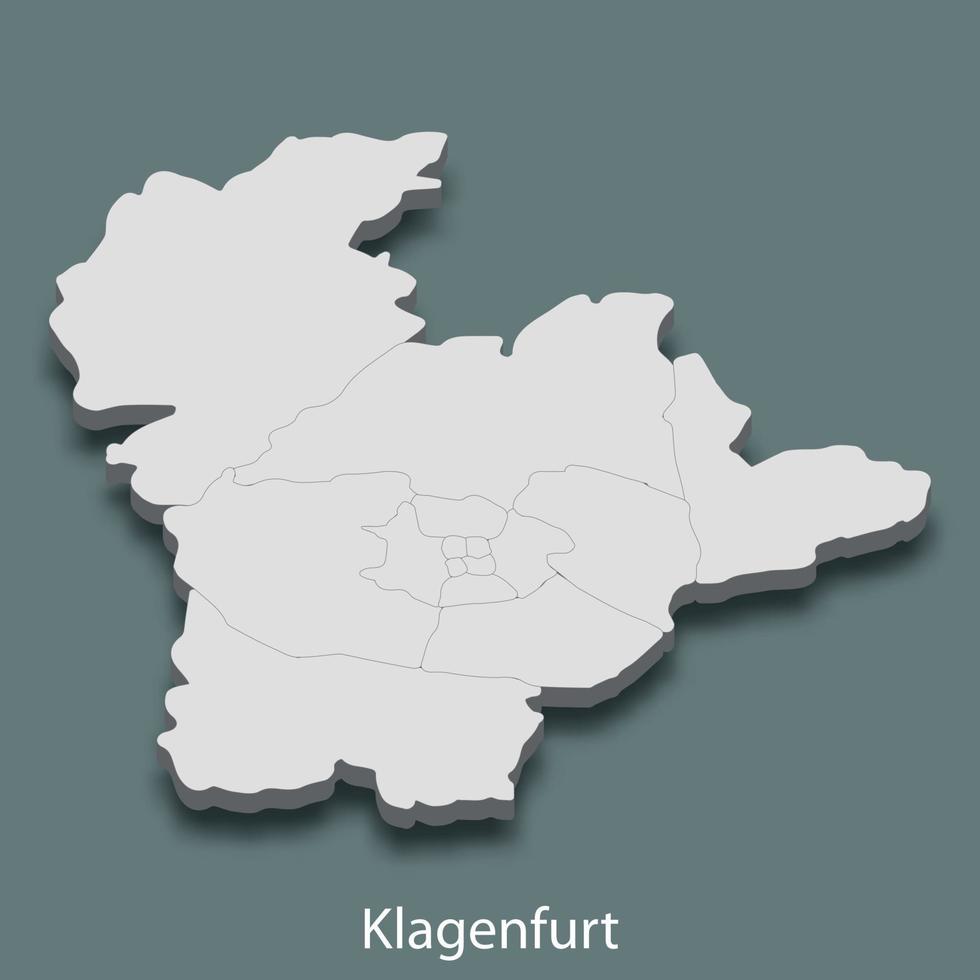 3d isometrische kaart van klagenfurt is een stad van Oostenrijk vector