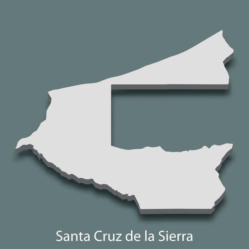 3d isometrische kaart van de kerstman cruz de la Sierra is een stad van Bolivia vector