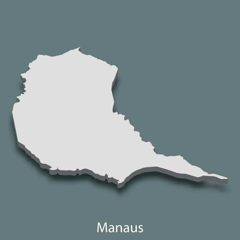 3d isometrische kaart van manaus is een stad van Brazilië vector