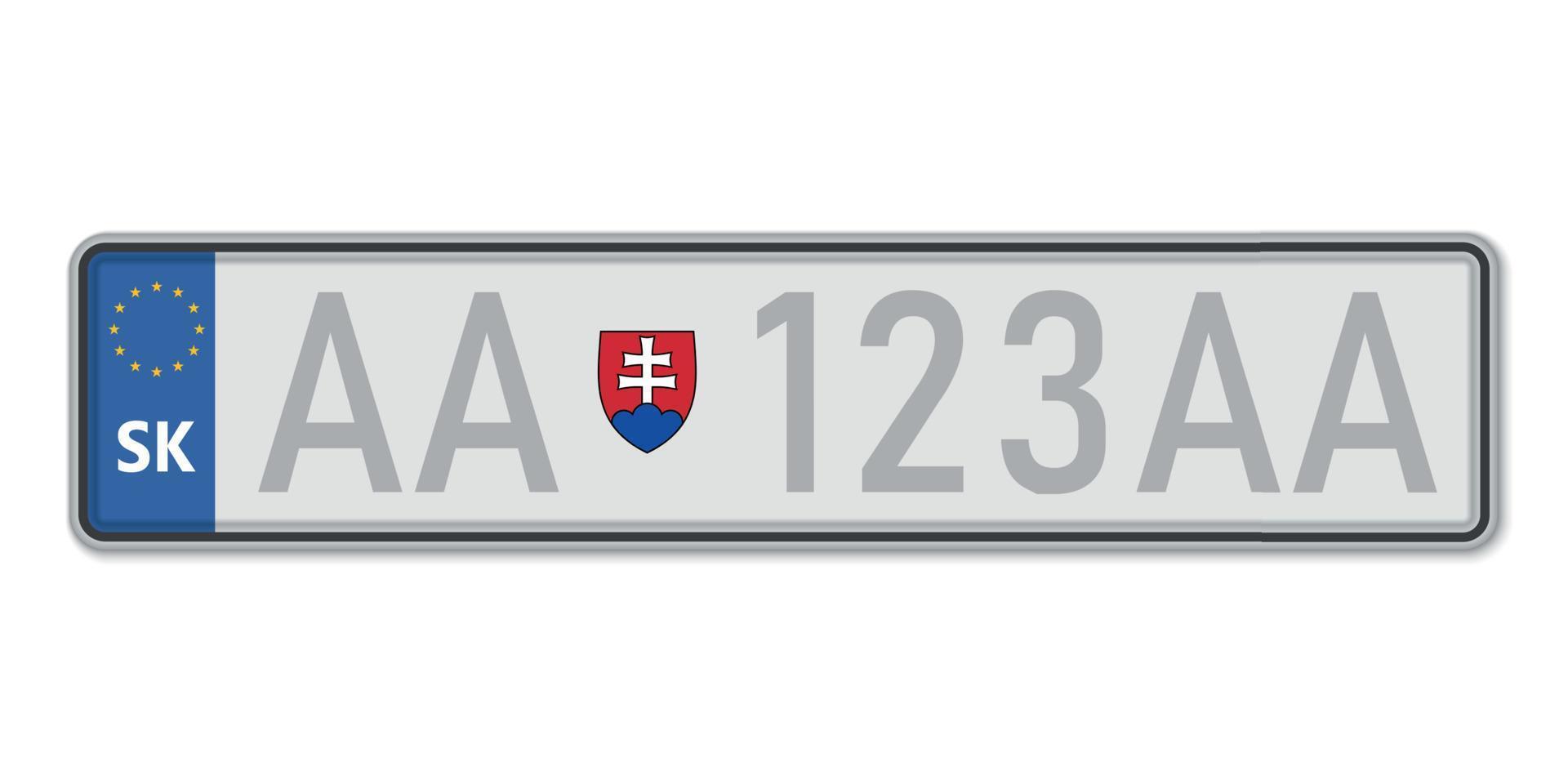 auto aantal bord. voertuig registratie licentie van Slowakije vector