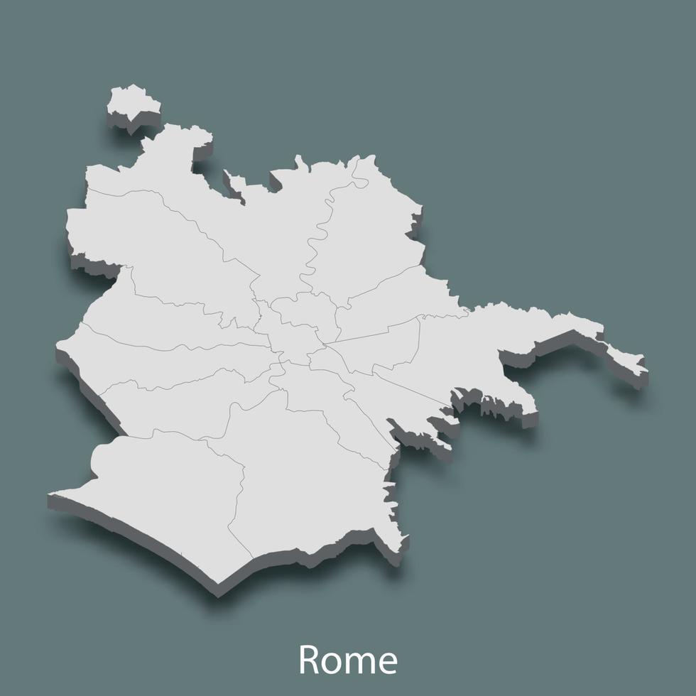 3d isometrische kaart van Rome is een stad van Italië vector