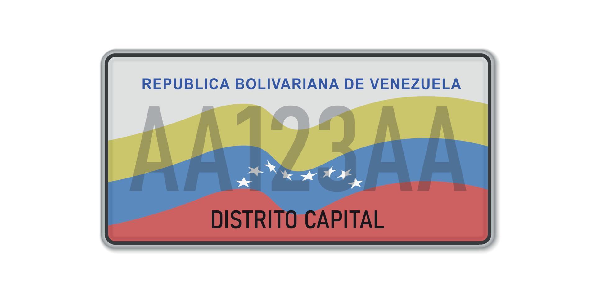 auto aantal bord . voertuig registratie licentie van Venezuela vector