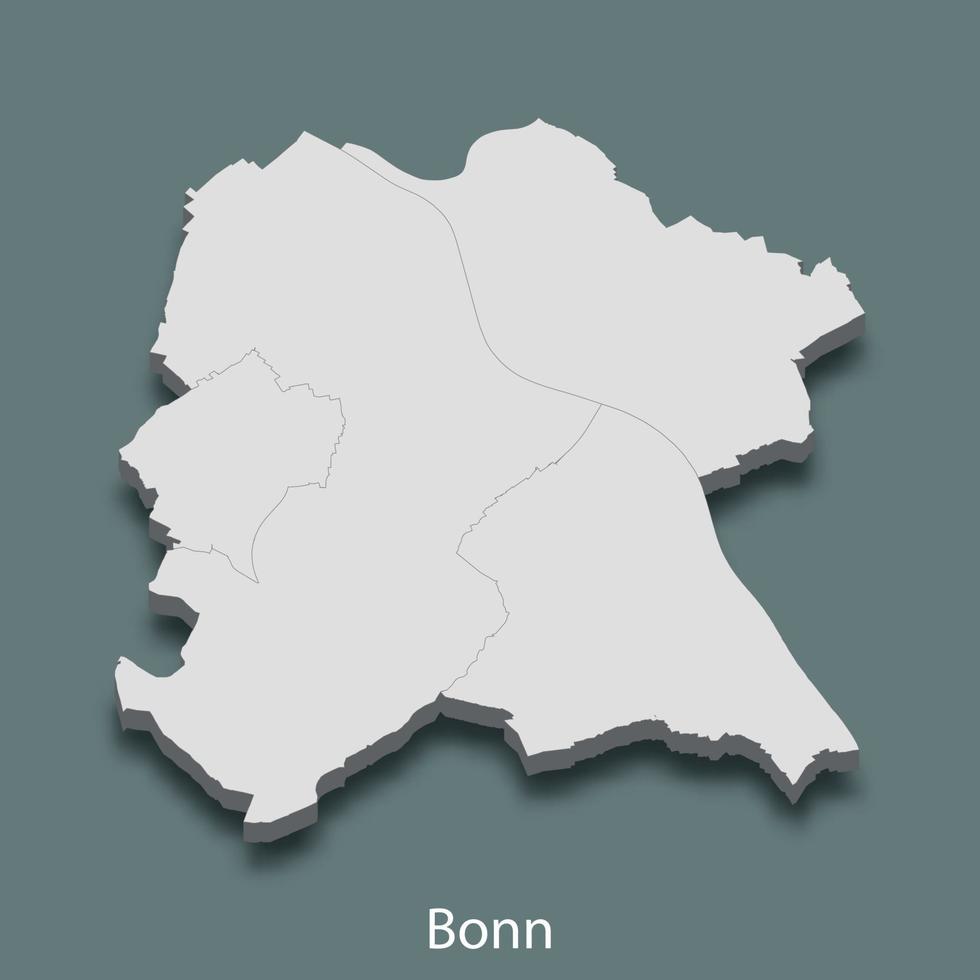 3d isometrische kaart van Bonn is een stad van Duitsland vector