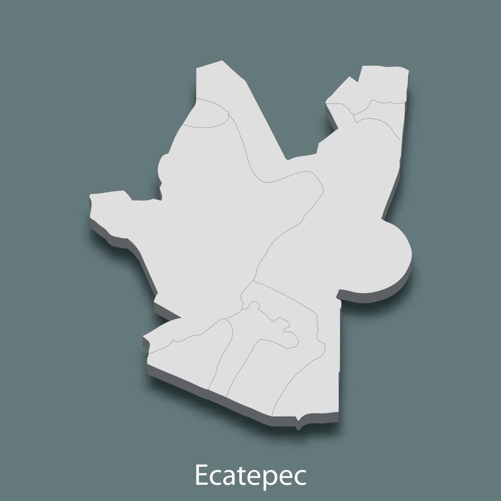 3d isometrische kaart van ecatepec is een stad van Mexico vector