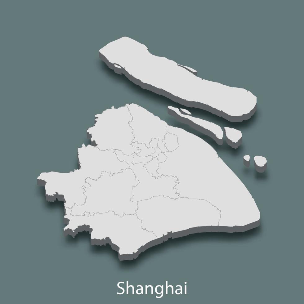 3d isometrische kaart van Shanghai is een stad van China vector