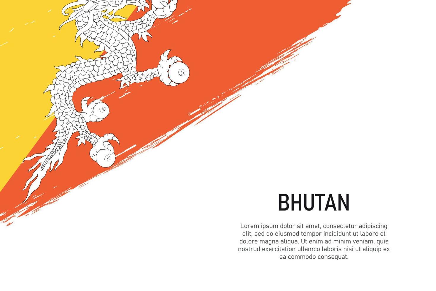 grunge gestileerd borstel beroerte achtergrond met vlag van Bhutan vector