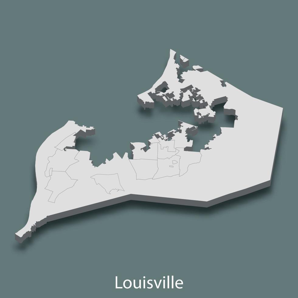 3d isometrische kaart van Louisville is een stad van Verenigde staten vector