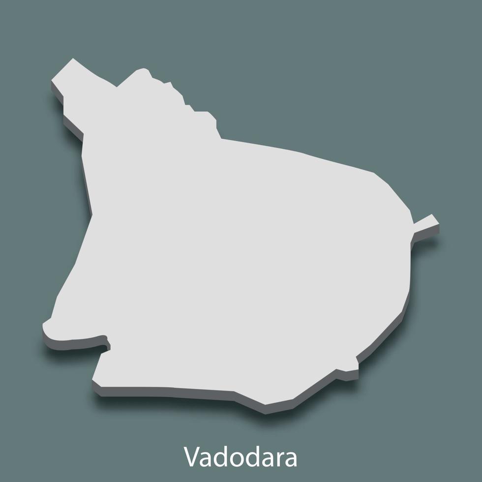 3d isometrische kaart van vadodara is een stad van Indië vector