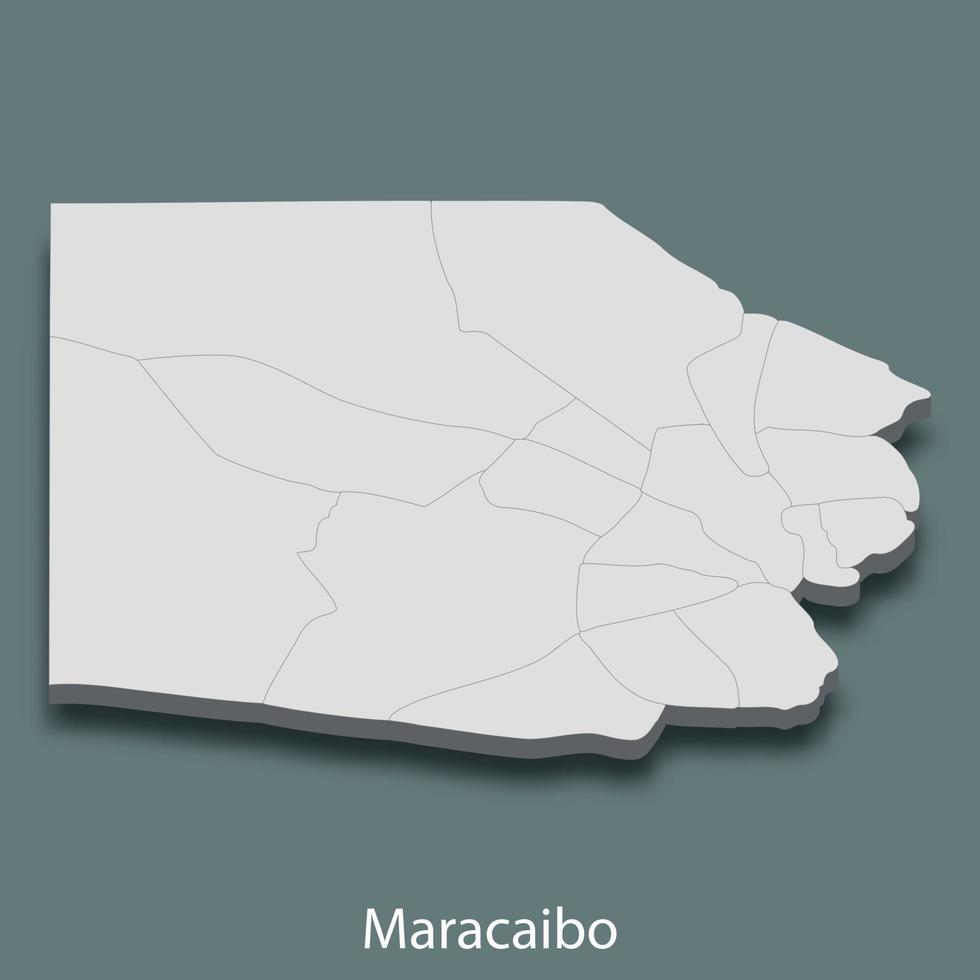 3d isometrische kaart van maracaibo is een stad van Venezuela vector