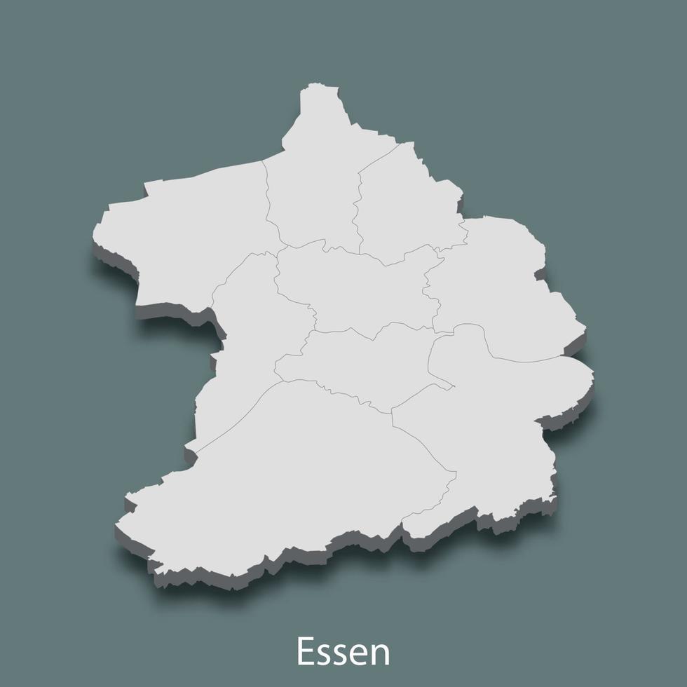 3d isometrische kaart van essen is een stad van Duitsland vector