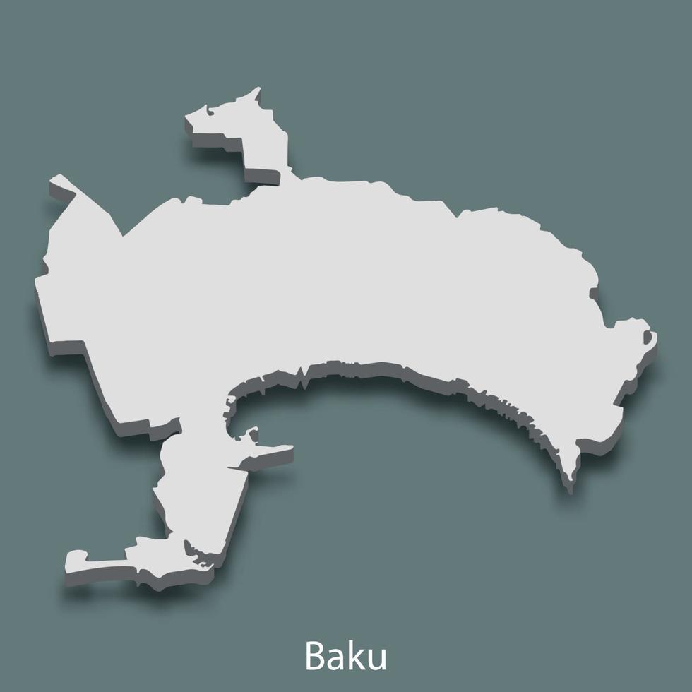 3d isometrische kaart van Baku is een stad van Azerbeidzjan vector