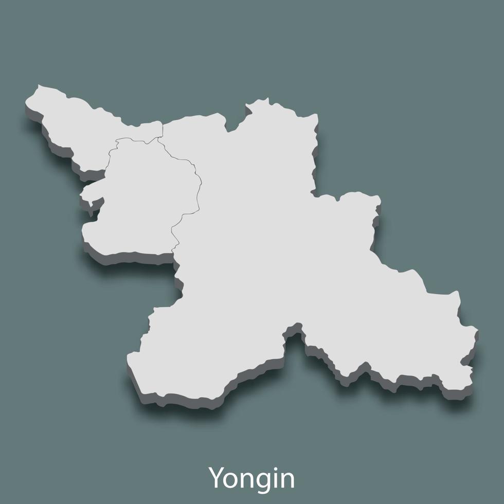 3d isometrische kaart van yongin is een stad van Korea vector