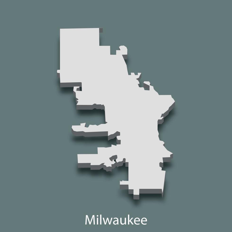 3d isometrische kaart van Milwaukee is een stad van Verenigde staten vector