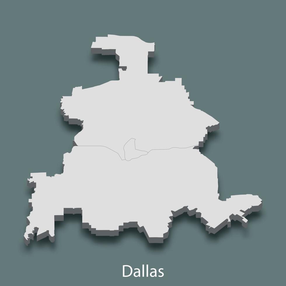 3d isometrische kaart van Dallas is een stad van Verenigde staten vector