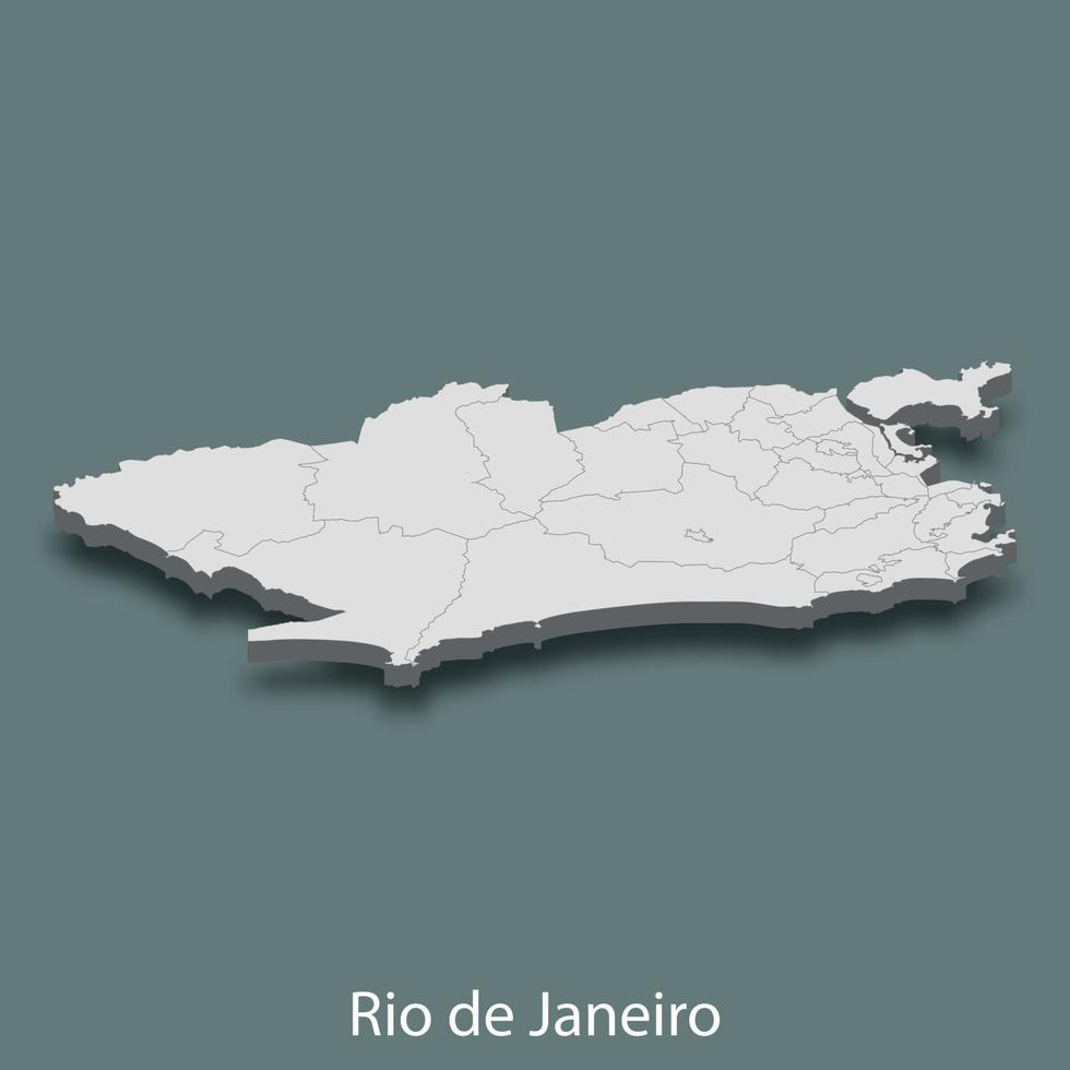3d isometrische kaart van Rio de Janeiro is een stad van Brazilië vector