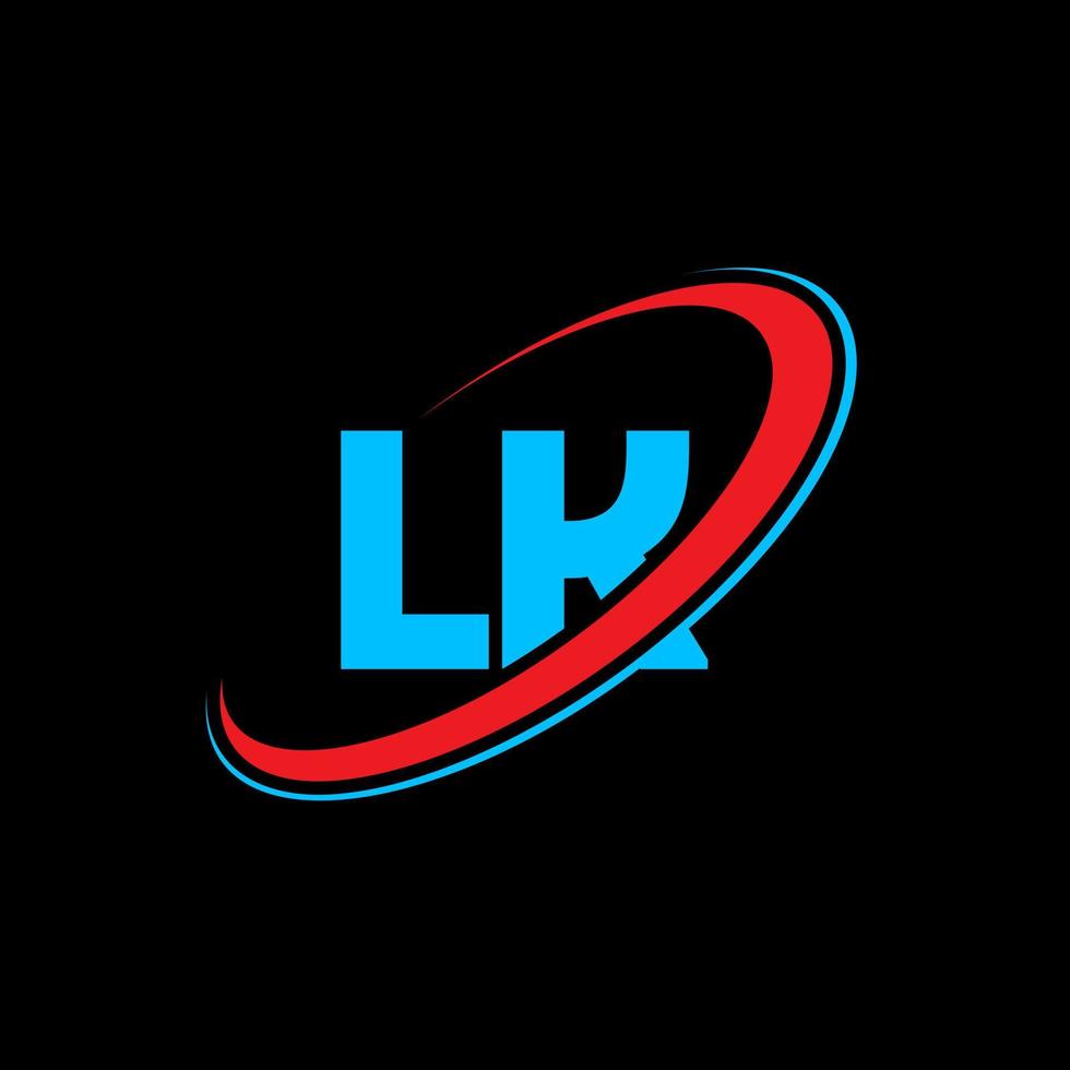 lk l k brief logo ontwerp. eerste brief lk gekoppeld cirkel hoofdletters monogram logo rood en blauw. lk logo, l k ontwerp. ik, l k vector