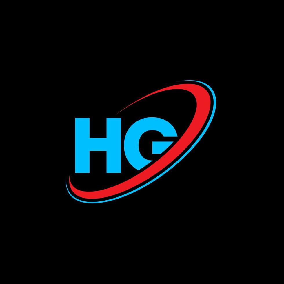 hg logo. hg ontwerp. blauw en rood hg brief. hg brief logo ontwerp. eerste brief hg gekoppeld cirkel hoofdletters monogram logo. vector