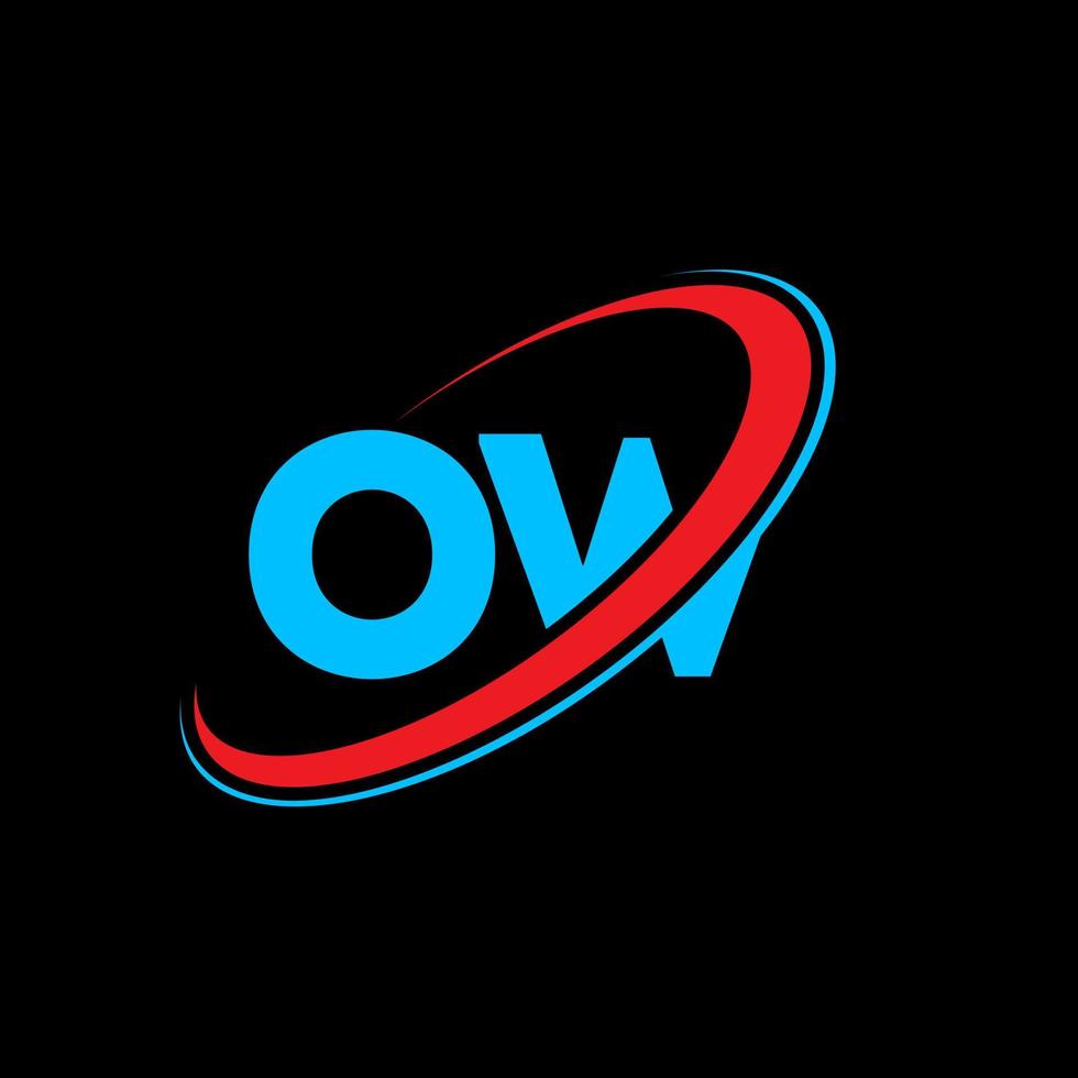 ow O w brief logo ontwerp. eerste brief ow gekoppeld cirkel hoofdletters monogram logo rood en blauw. ow logo, O w ontwerp. oei, O w vector