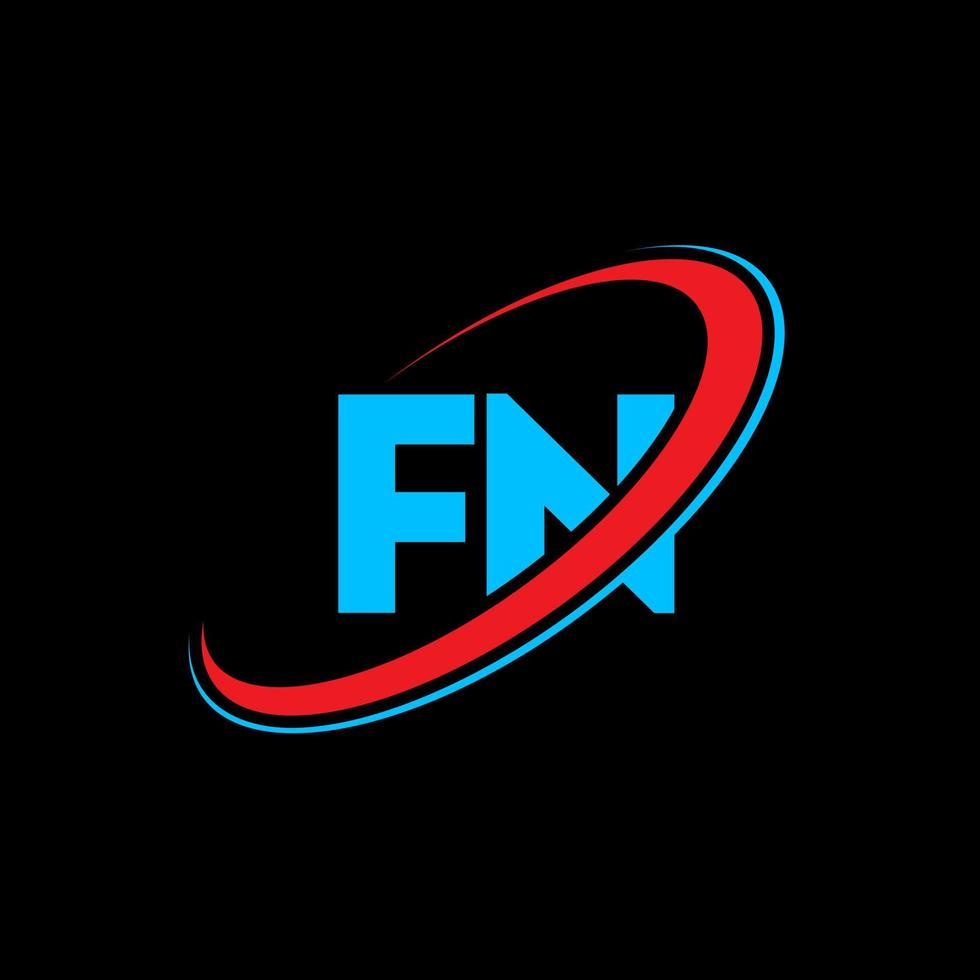 fn f n brief logo ontwerp. eerste brief fn gekoppeld cirkel hoofdletters monogram logo rood en blauw. fn logo, f n ontwerp. fn, f n vector