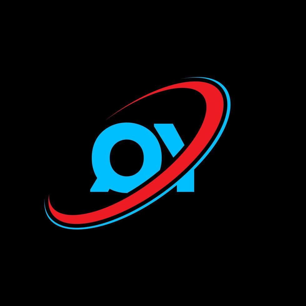 qy logo. qy ontwerp. blauw en rood qy brief. qy brief logo ontwerp. eerste brief qy gekoppeld cirkel hoofdletters monogram logo. vector