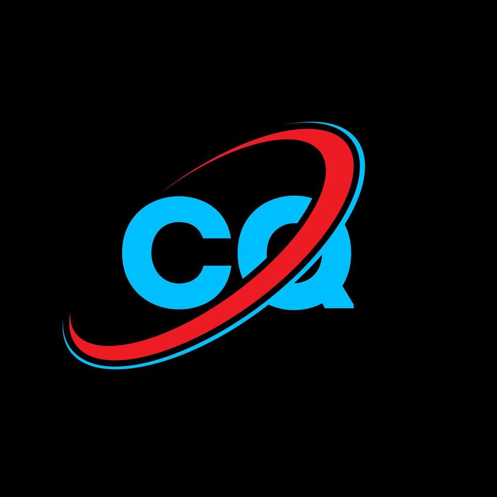 cq logo. cq ontwerp. blauw en rood cq brief. cq brief logo ontwerp. eerste brief cq gekoppeld cirkel hoofdletters monogram logo. vector