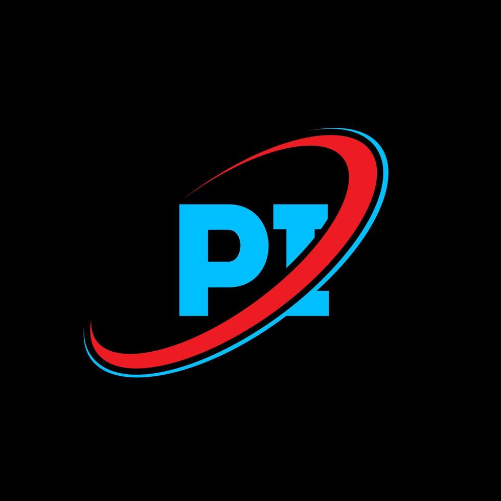 pi p ik brief logo ontwerp. eerste brief pi gekoppeld cirkel hoofdletters monogram logo rood en blauw. pi logo, p ik ontwerp. pi, p ik vector