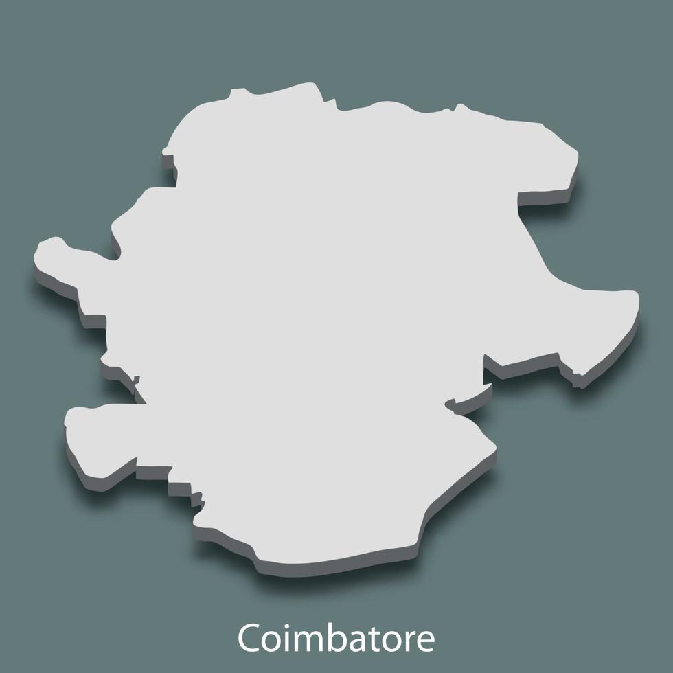 3d isometrische kaart van coimbatore is een stad van Indië vector