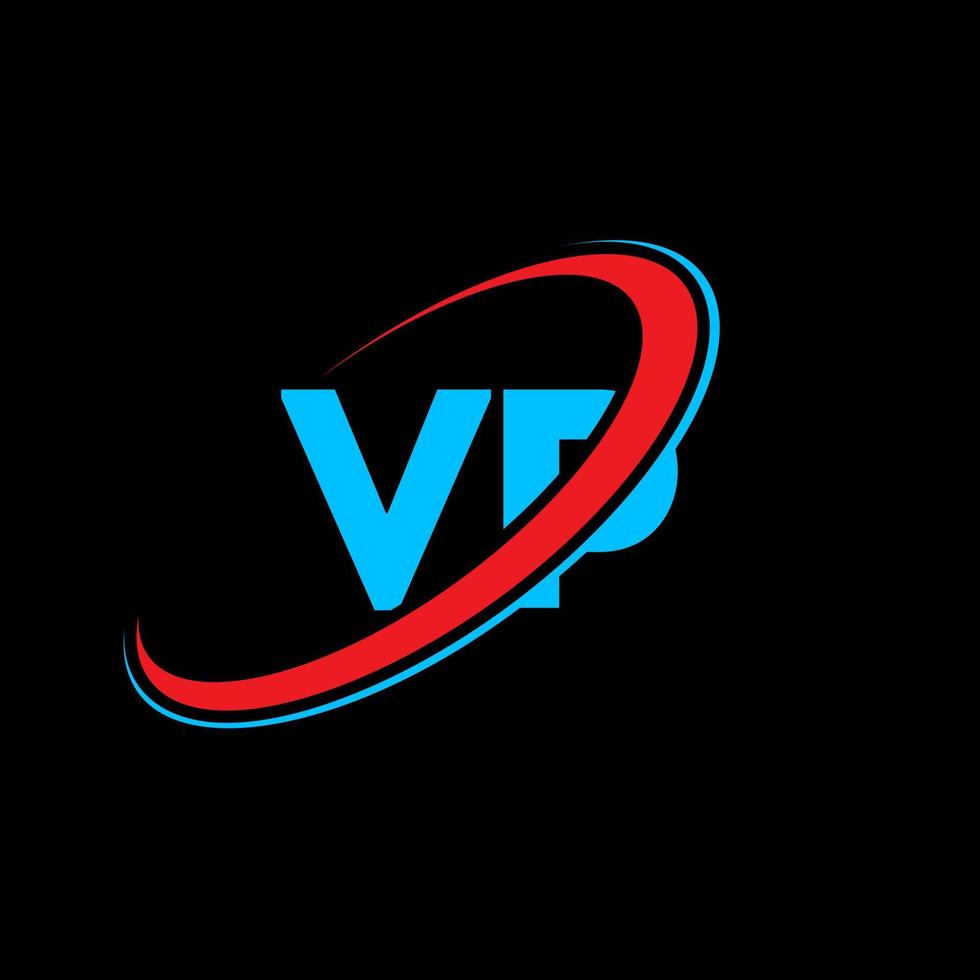 vp logo. vp ontwerp. blauw en rood vp brief. vp brief logo ontwerp. eerste brief vp gekoppeld cirkel hoofdletters monogram logo. vector