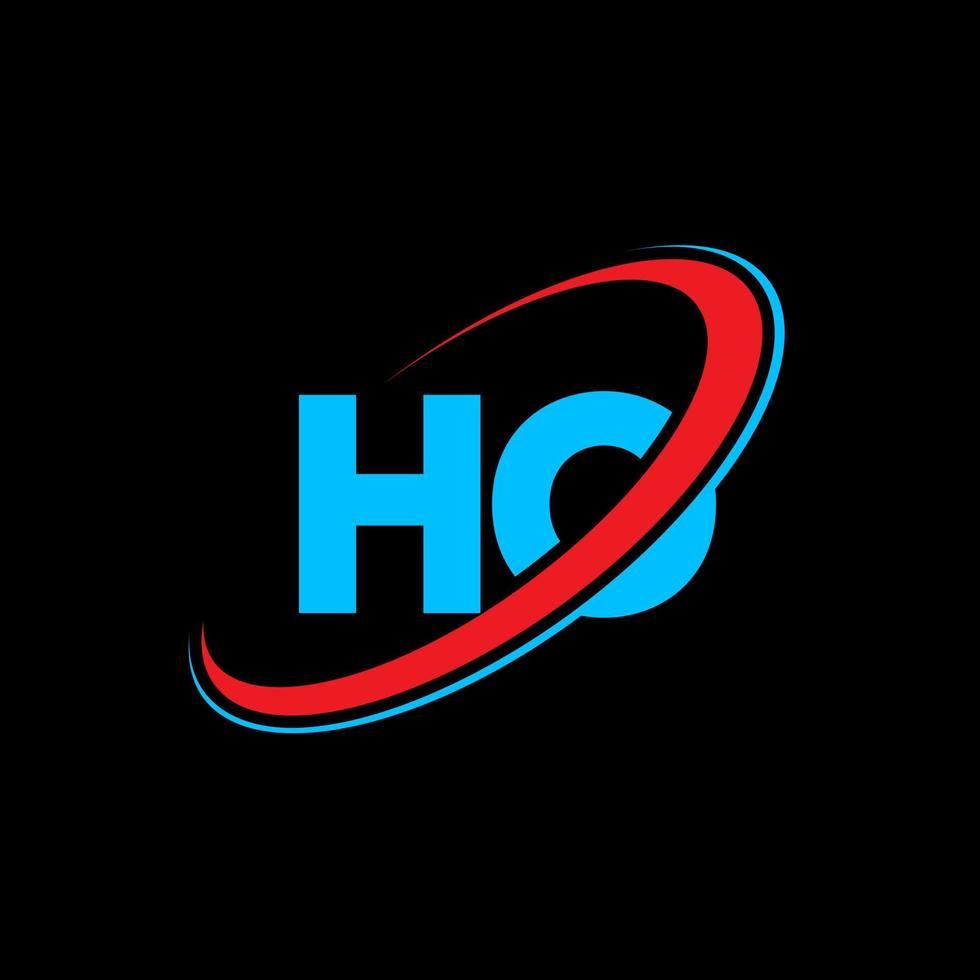 ho logo. ho ontwerp. blauw en rood ho brief. ho brief logo ontwerp. eerste brief ho gekoppeld cirkel hoofdletters monogram logo. vector