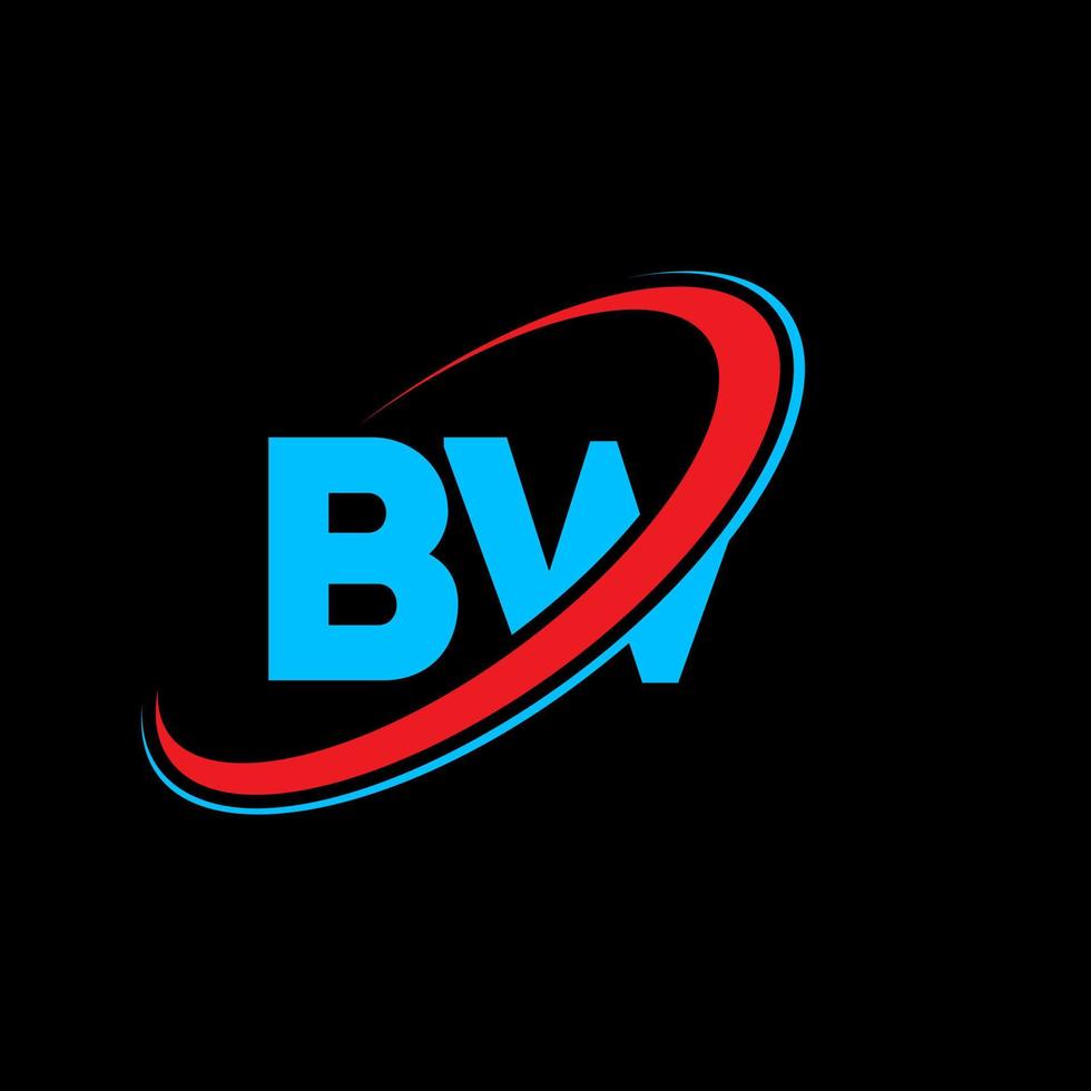 bw b w brief logo ontwerp. eerste brief bw gekoppeld cirkel hoofdletters monogram logo rood en blauw. bw logo, b w ontwerp. bw, b w vector