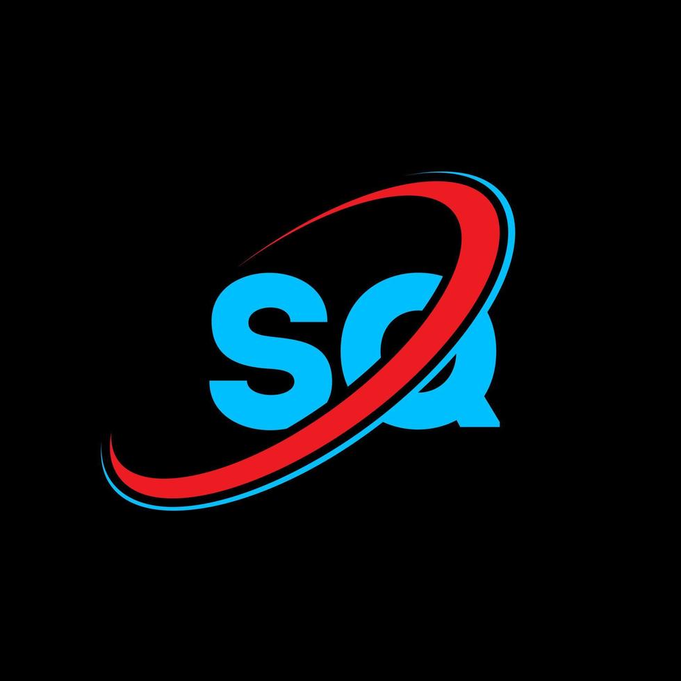sq logo. sq ontwerp. blauw en rood sq brief. sq brief logo ontwerp. eerste brief sq gekoppeld cirkel hoofdletters monogram logo. vector