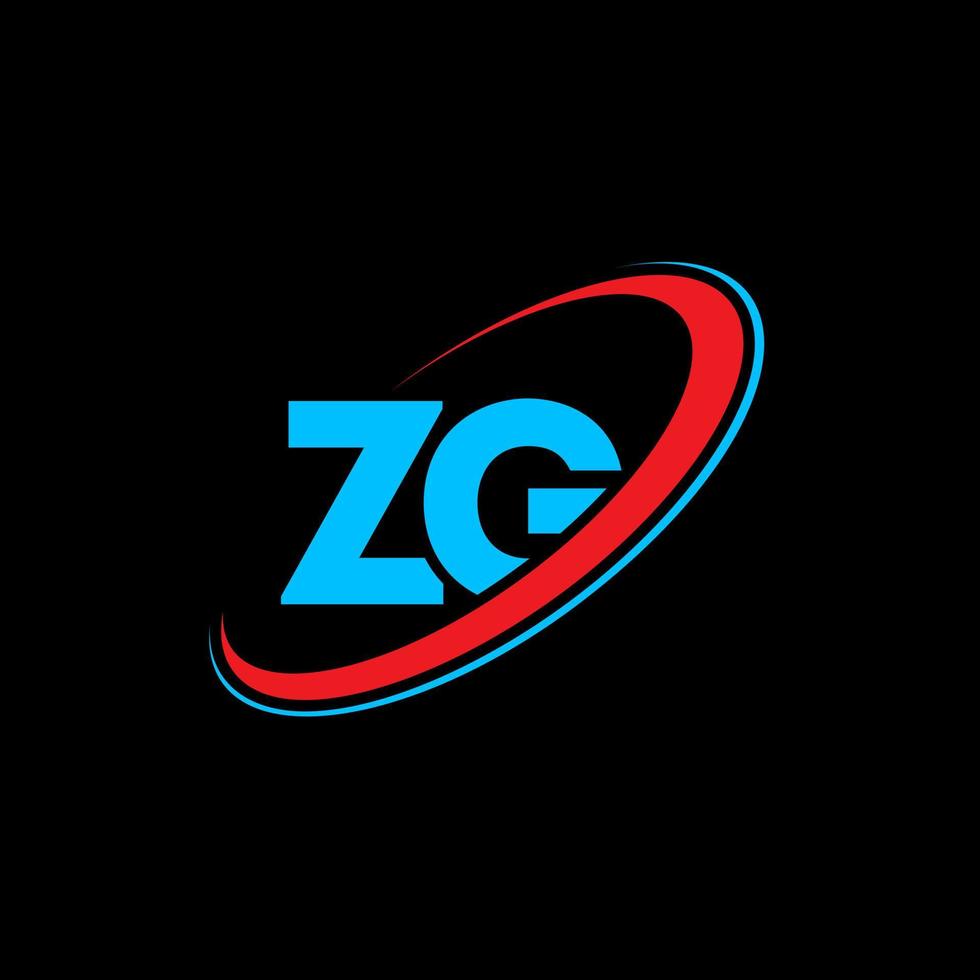 zg logo. zg ontwerp. blauw en rood zg brief. zg brief logo ontwerp. eerste brief zg gekoppeld cirkel hoofdletters monogram logo. vector