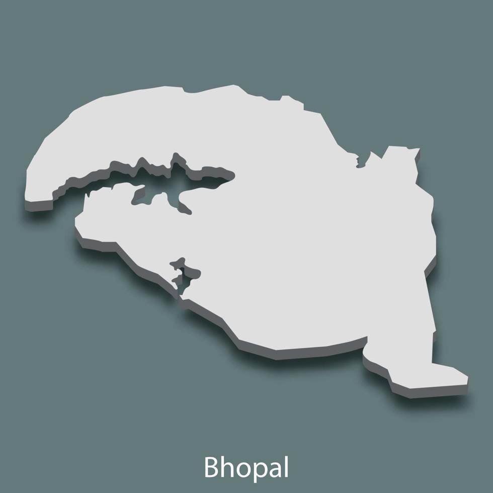 3d isometrische kaart van bhopal is een stad van Indië vector