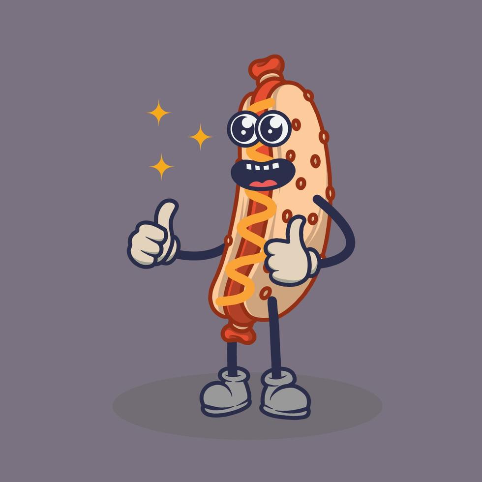 tranen ogen hotdog met lachend mooi zo uitdrukking sticker. vector