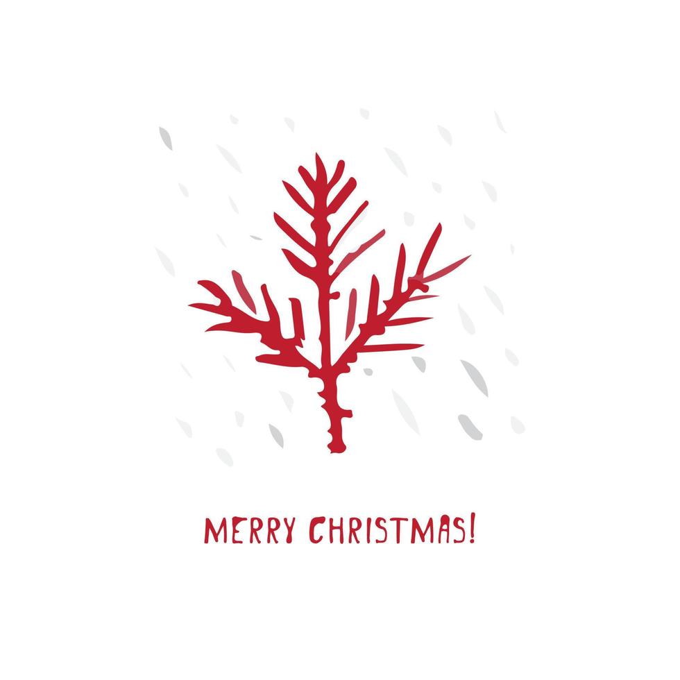 hand getekend feestelijk Kerstmis en nieuw jaar kaart met vakantie symbolen boom en kalligrafische groet opschrift vector