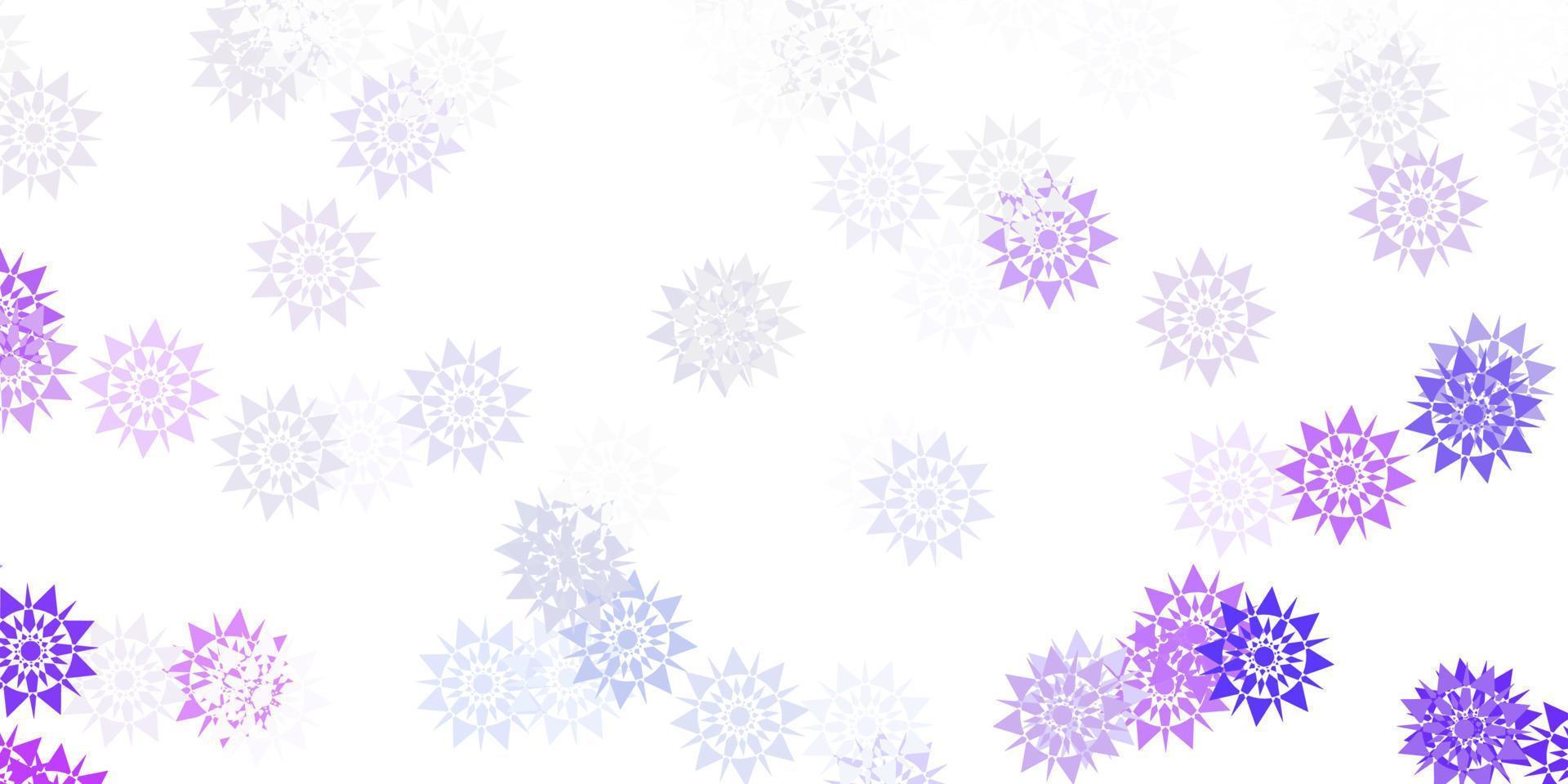 lichtpaarse vectortextuur met heldere sneeuwvlokken. vector