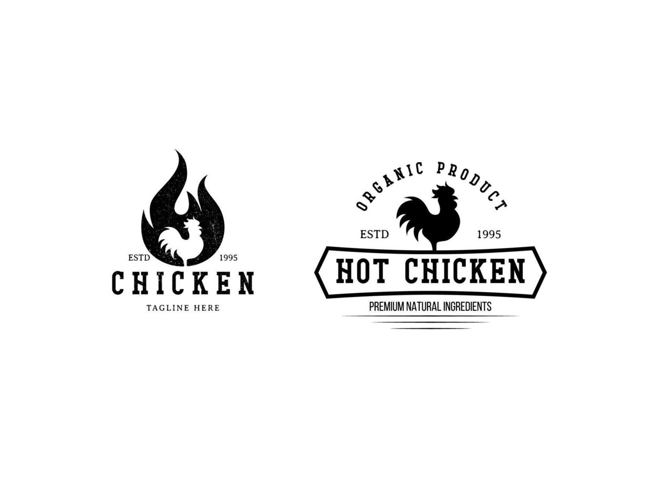 gebakken kip en kip boerderij logo ontwerp sjabloon. vector