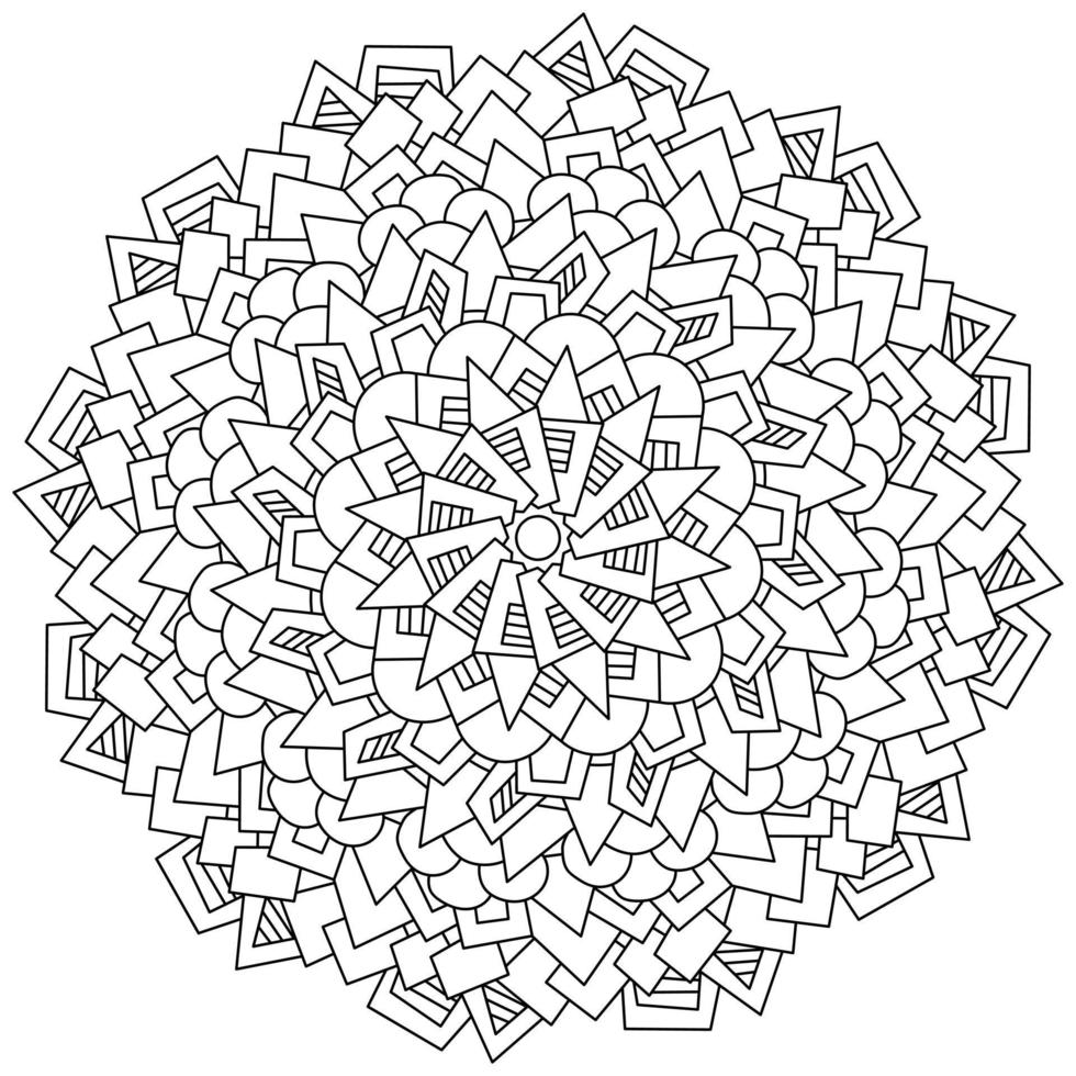 abstract mandala van divers meetkundig vormen, cirkelvormig kleur bladzijde met divers patronen vector