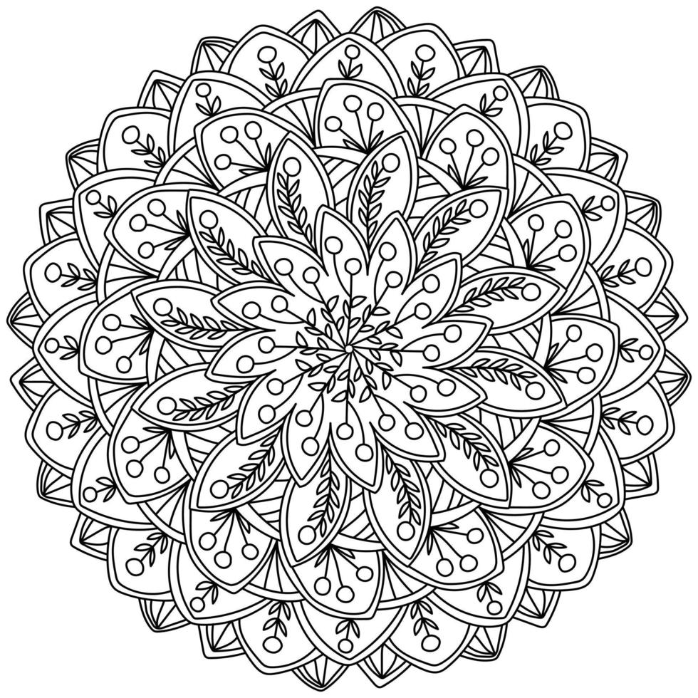 mandala met tekening bessen, kleur bladzijde met natuurlijk motieven van bladeren en bessen in verschillend versies vector