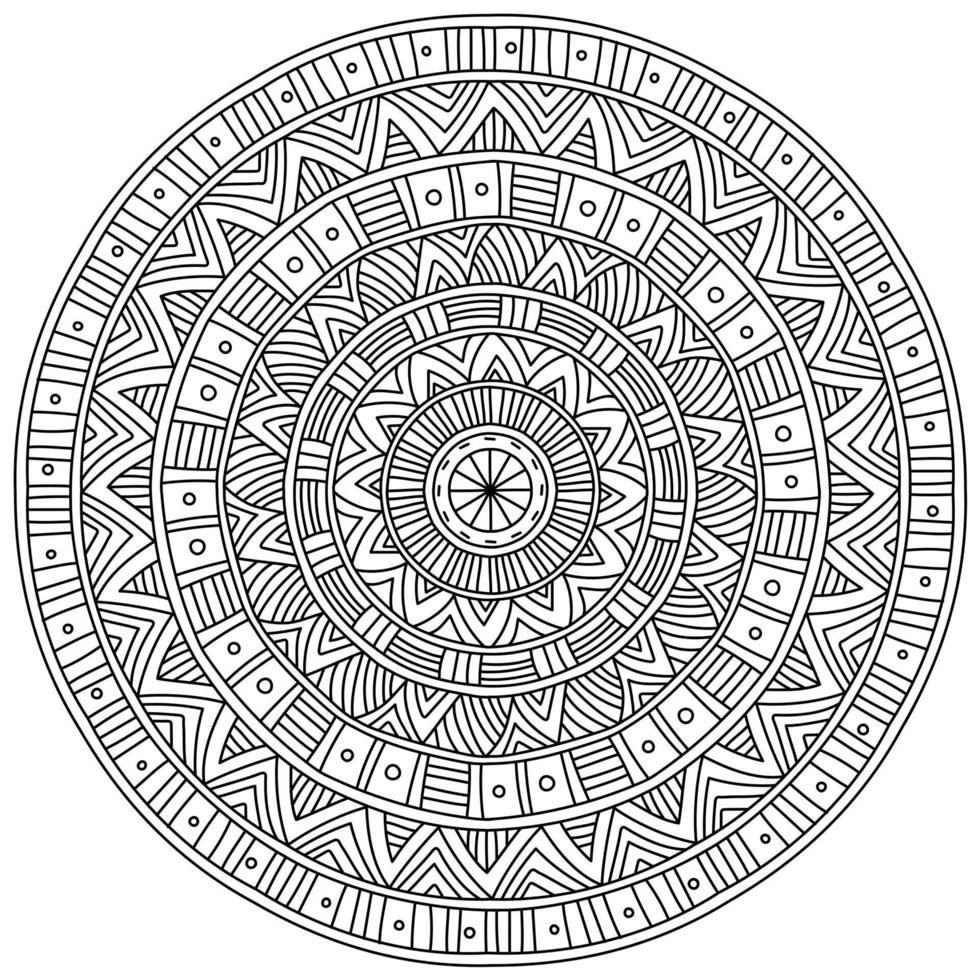 symmetrisch mandala met lineair patronen, meditatief kleur bladzijde met Rechtdoor lijnen vector