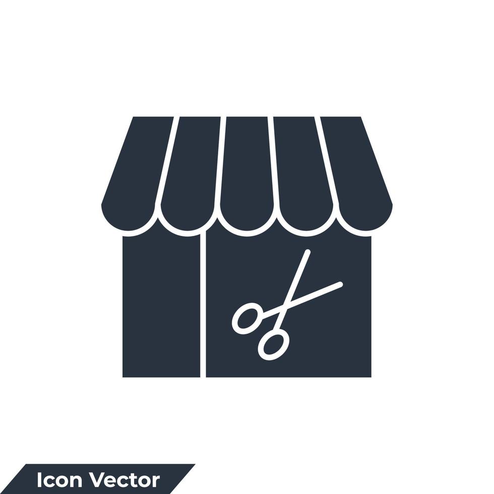 kapper winkel icoon logo vector illustratie. op te slaan in schaar symbool sjabloon voor grafisch en web ontwerp verzameling