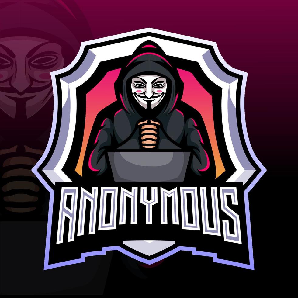 anoniem mascotte. esport logo ontwerp vector