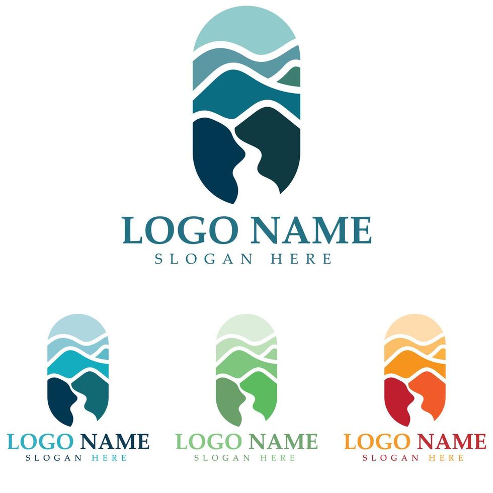 rivier- berg logo vector icoon illustratie ontwerp sjabloon