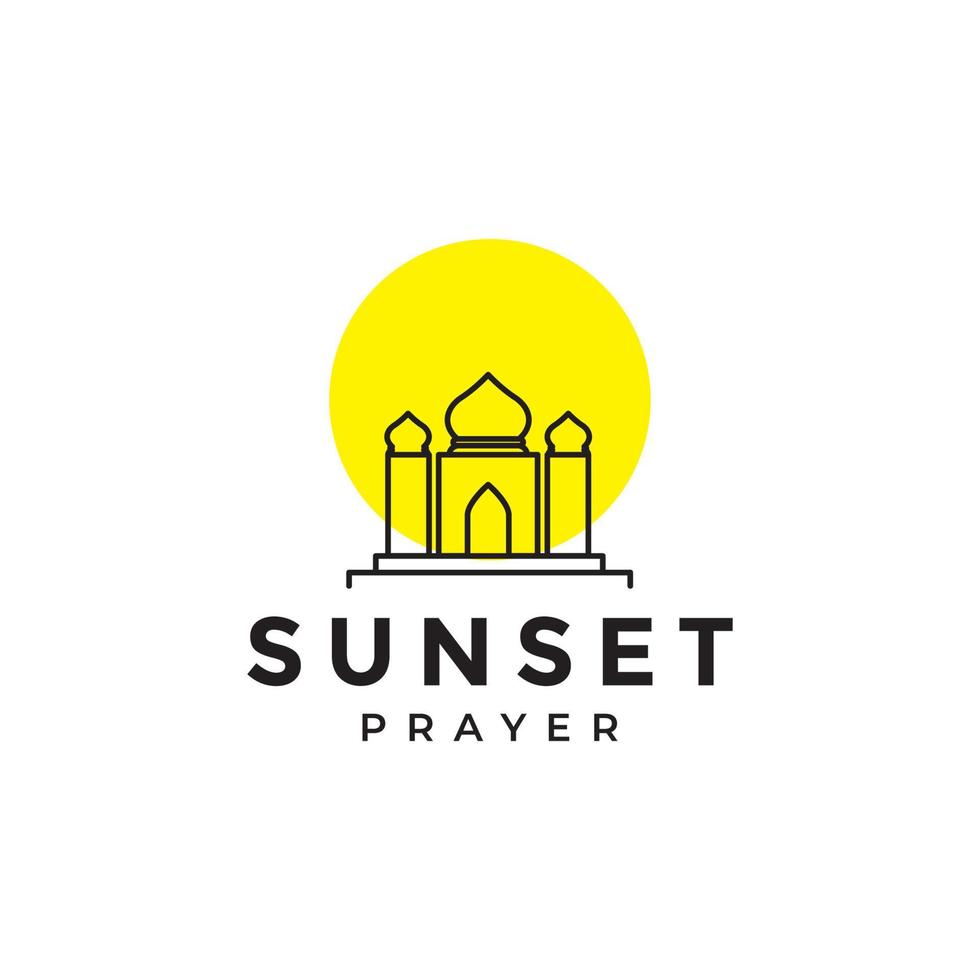 moskee en zonsondergang Ramadan logo ontwerp vector