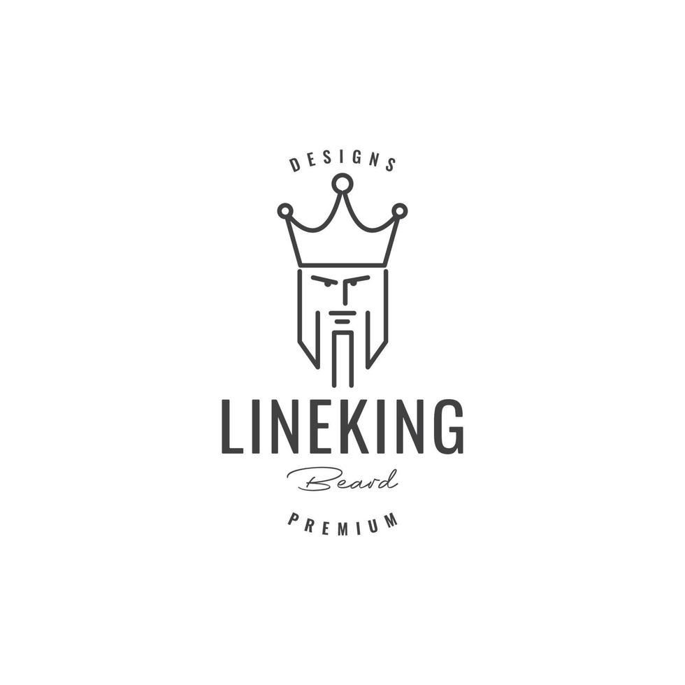 gezicht tekenfilm oud gebaard koning kroon insigne logo vector