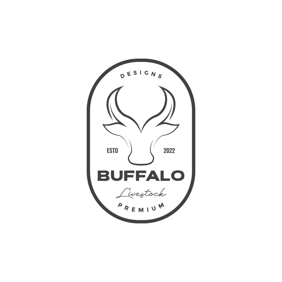 minimaal buffel hoofd toeter wijnoogst insigne logo vector