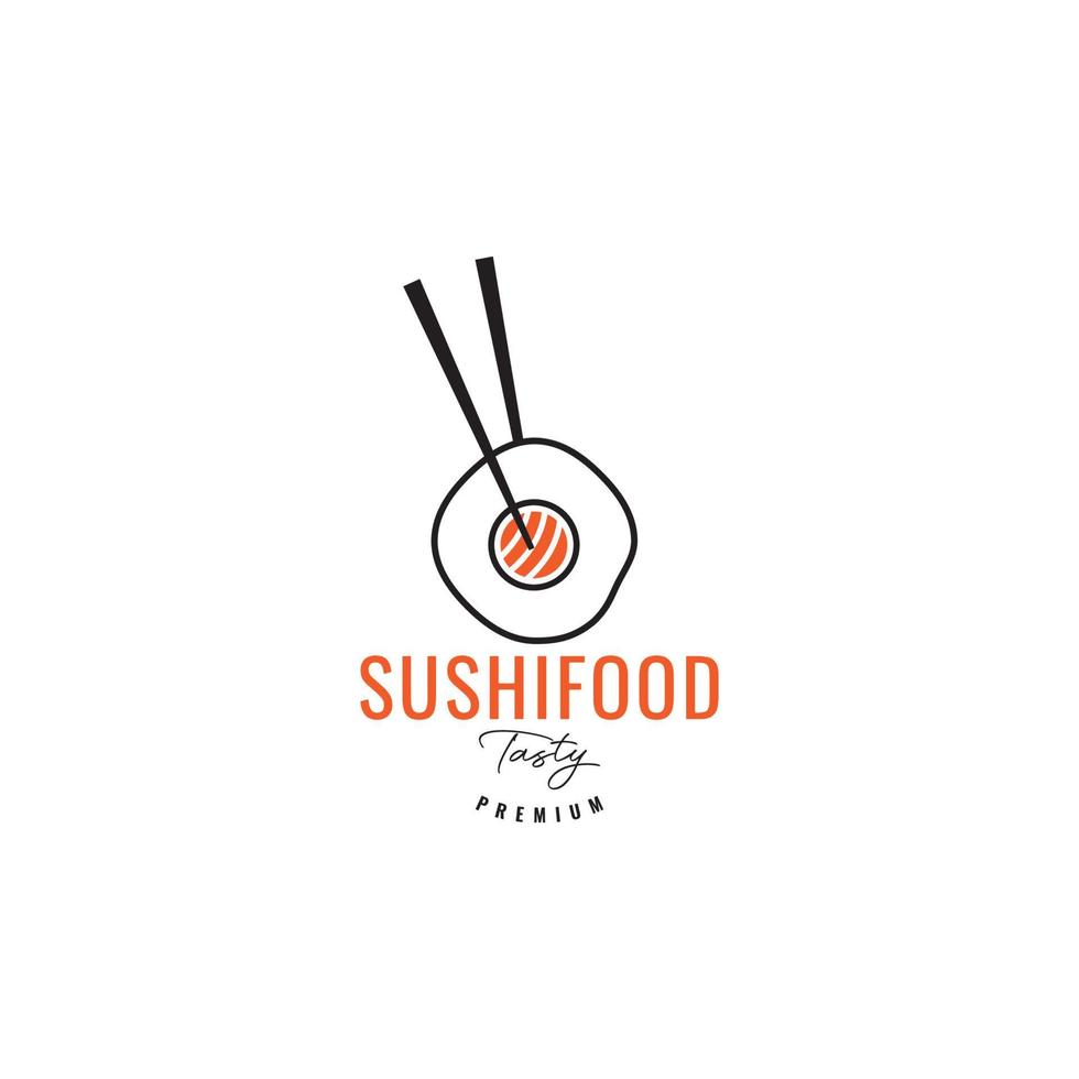 vlees sushi vis met eetstokje logo ontwerp vector