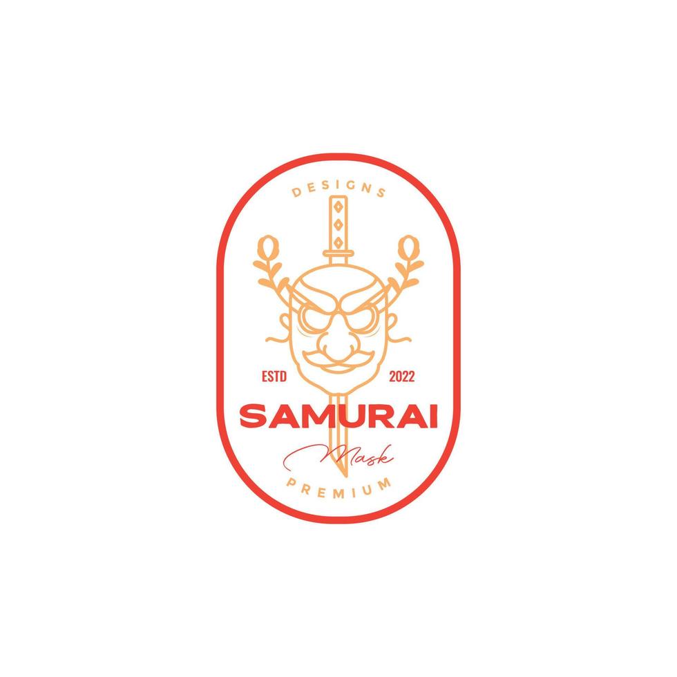 samurai masker groot neus- logo wijnoogst vector